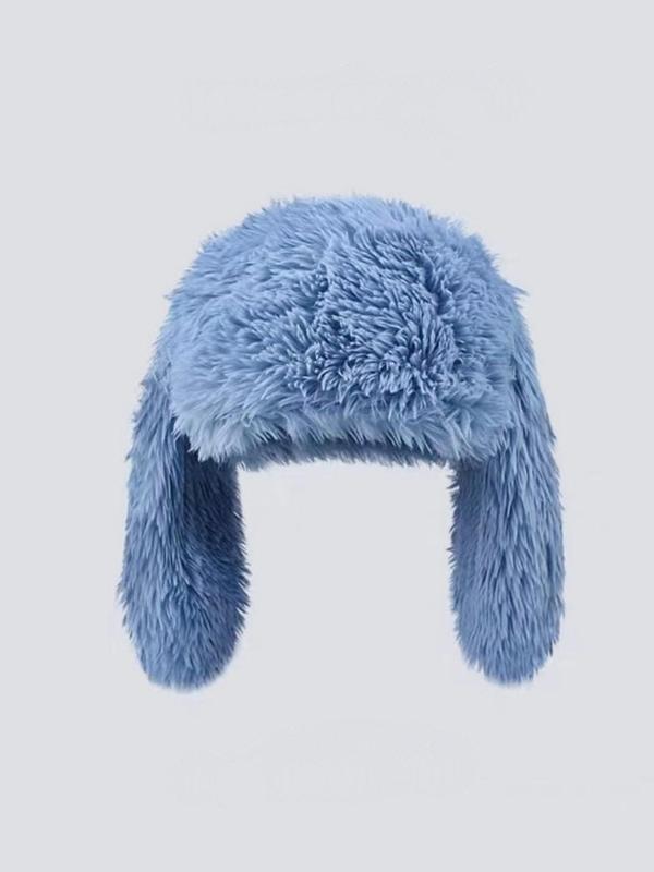 Cute Rabbit Ear Design Bucket Hat, Casual Soft Plush Warm Hat for Women & Men, Fashion Accessories for Daily Wear