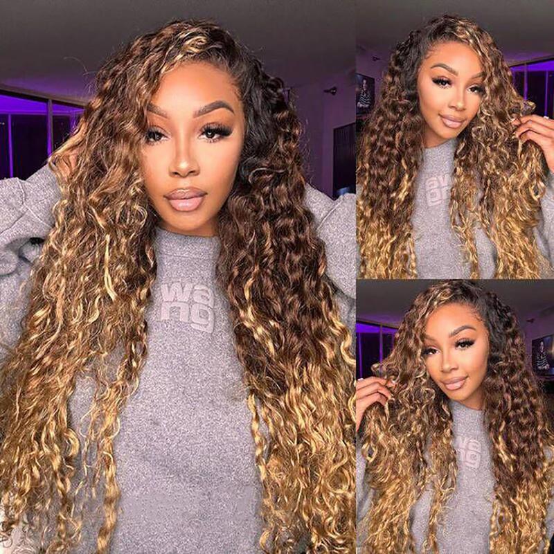 Tahikie 99J Burgundy Colored 13x6 HD Lace Front Deep Curly Human Hair Wigs