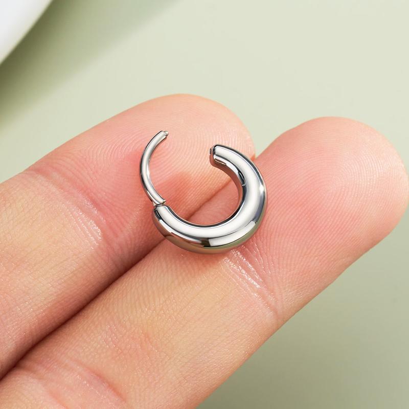 Paula's Design Silver Aura Titanium 16G False Stretched Thick Septum Clicker Ring