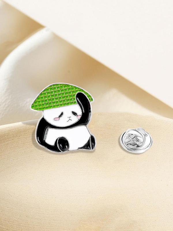 Unisex Colorblock Cute Panda Design Brooch, Fashionable Novelty Panda Design Brooch for Family & Friends for Gift