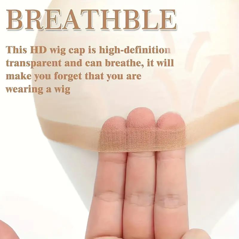 CurlyMe Invisible HD Wig Cap For Lace Front Wigs Sheer Nylon Stocking Cap Bulk Real Skinliked