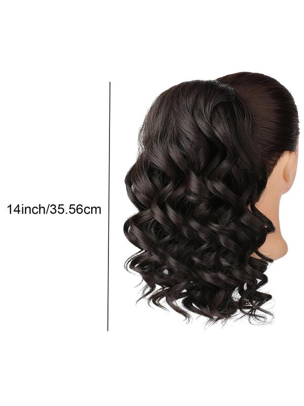 14 Inch Short Curly Ponytail Extension, Natural Looking Fluffy Synthetic Drawstring Ponytail Hairpiece for Women, Clip in Ponytail Hair Extensions Hairstyles Ideas