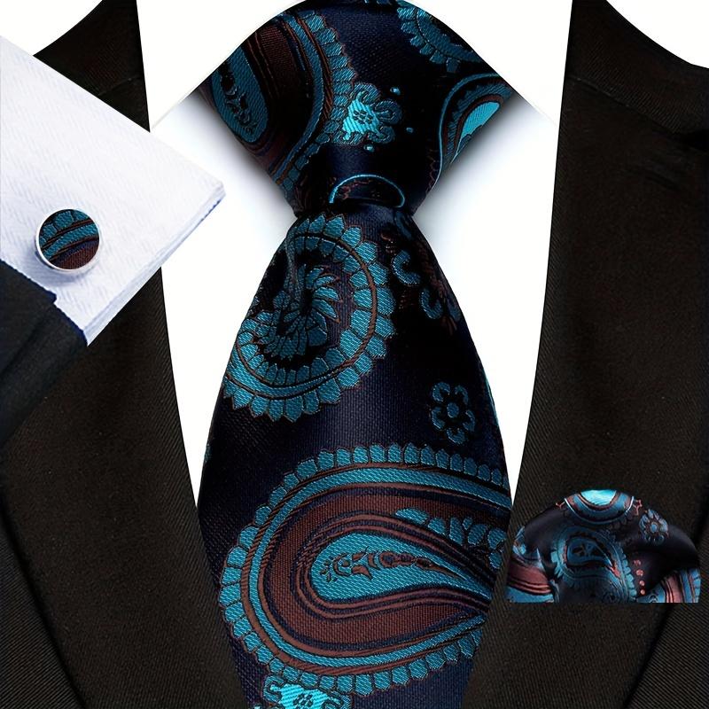 Three Men's Ties, Cufflinks and Handkerchief Suit, Ideal for Business Occasions, Great Choice for Gifts