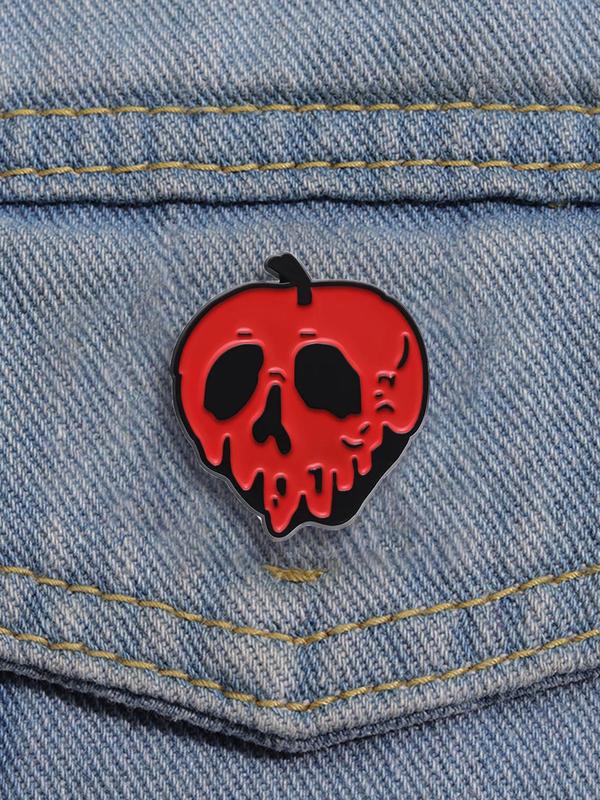 Novelty Cartoon Creative Skull & Apple Design Brooch, Fashion Creative Design Brooch for Party, Daily Clothing Decor, Trendy All-match & Exquisite Brooch for Birthday Gift