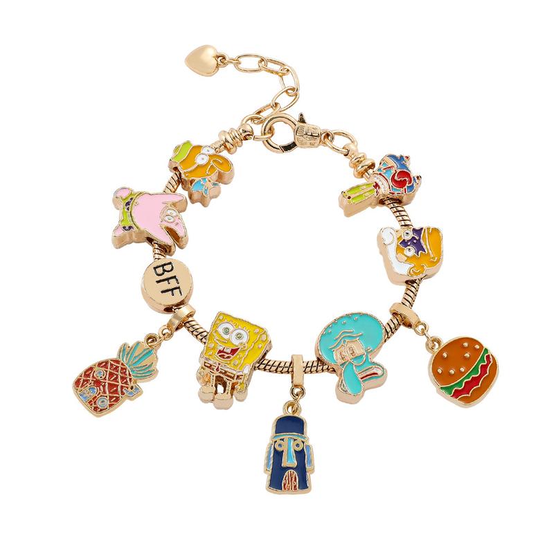 Cartoon fashion SpongeBob SquarePants chain cute zinc alloy dripping oil DIY beaded bracelet jewelry