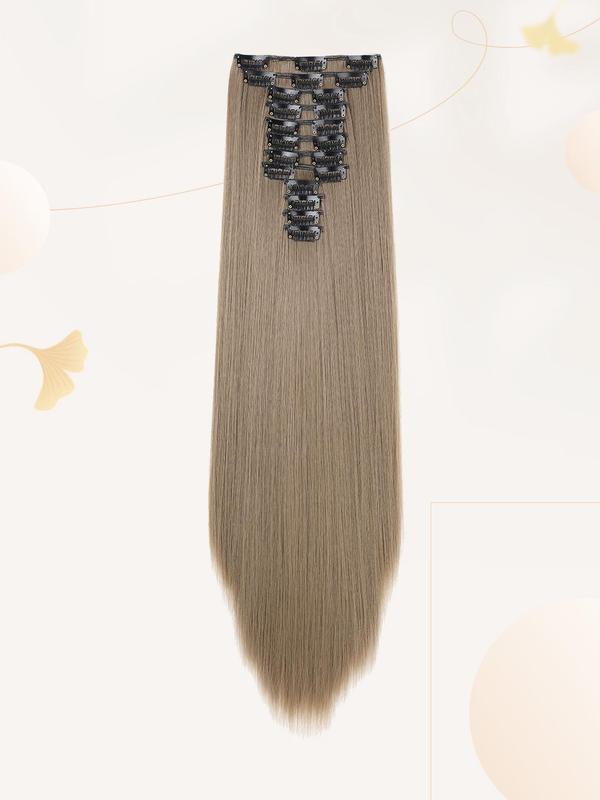 20 Inch Long Straight Hair Extension, 1 Pack 12pcs Clip in Hair Extensions Wigs for Women, 2024 Synthetic Hair Extensions for Daily Use, Striking Natural Fluffy Hairpiece