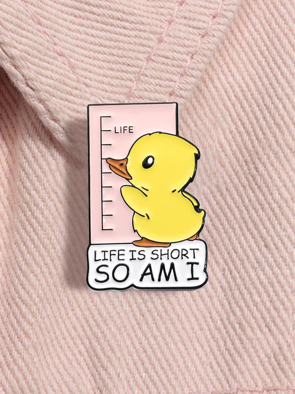 Cute Duck Design Brooch, Cartoon Animal & Letter Pattern Brooch, Fashion Brooch for Daily Clothing Decor, Trendy All-match & Exquisite Brooch for Gift