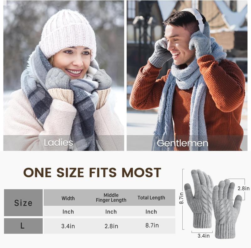 Winter Gloves for Women, Touch Screen Gloves with Thermal Soft Lining, Elastic Cuff Winter Gloves for Cold Weather