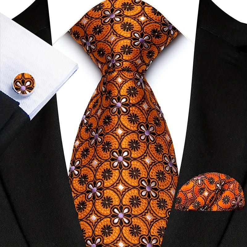 Three Men's Ties, Cufflinks and Handkerchief Suit, Ideal for Business Occasions, Great Choice for Gifts