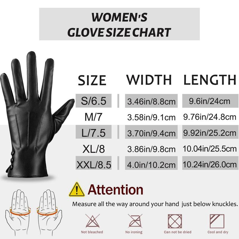 Leather Gloves for Women Winter Warm Gloves Touch Screen Warm Wool Lined Texting Driving Gloves