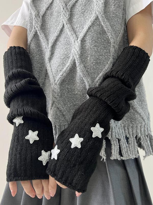 Women's Comfort Trendy Star Decor Arm Sleeves, Cozy Warm Arm Sleeves for Daily Wear, Fashion Y2k Accessories for Women & Girls, Cute Accessories As Gift