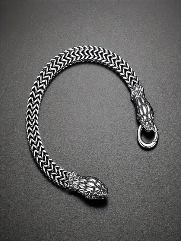 Punk Style Snake Design Stainless Steel Bracelet, Fashion Jewelry for Party, Daily Clothing Decor, Trendy All-match & Exquisite Jewelry for Birthday Gift