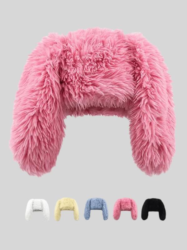 Cute Rabbit Ear Design Bucket Hat, Casual Soft Plush Warm Hat for Women & Men, Fashion Accessories for Daily Wear