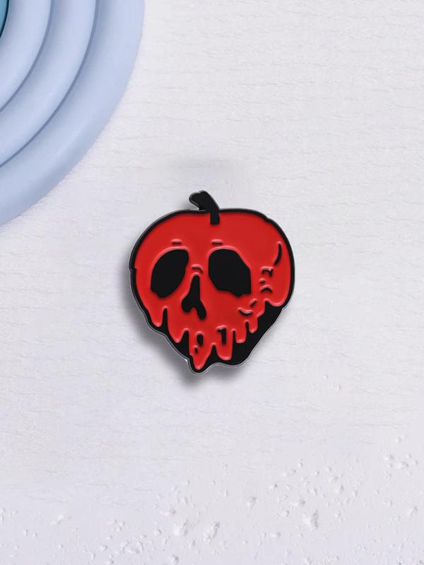 Novelty Cartoon Creative Skull & Apple Design Brooch, Fashion Creative Design Brooch for Party, Daily Clothing Decor, Trendy All-match & Exquisite Brooch for Birthday Gift