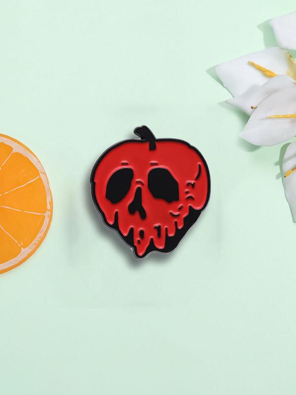 Novelty Cartoon Creative Skull & Apple Design Brooch, Fashion Creative Design Brooch for Party, Daily Clothing Decor, Trendy All-match & Exquisite Brooch for Birthday Gift