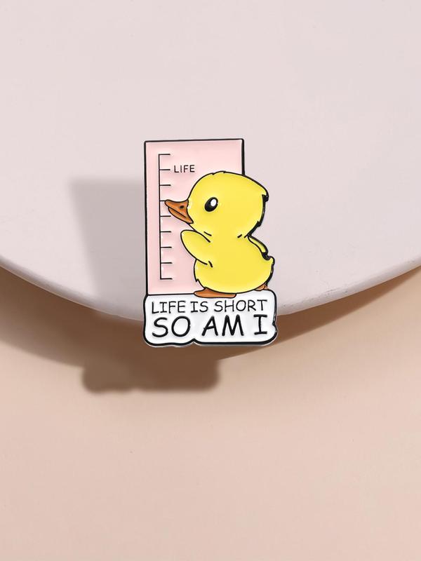 Cute Duck Design Brooch, Cartoon Animal & Letter Pattern Brooch, Fashion Brooch for Daily Clothing Decor, Trendy All-match & Exquisite Brooch for Gift