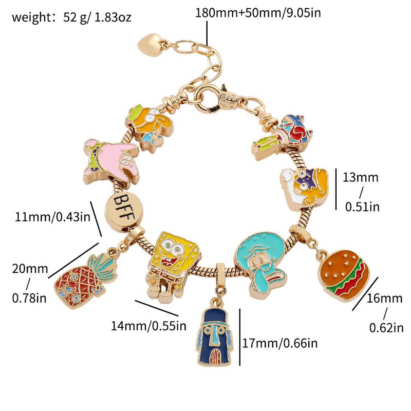 Cartoon fashion SpongeBob SquarePants chain cute zinc alloy dripping oil DIY beaded bracelet jewelry