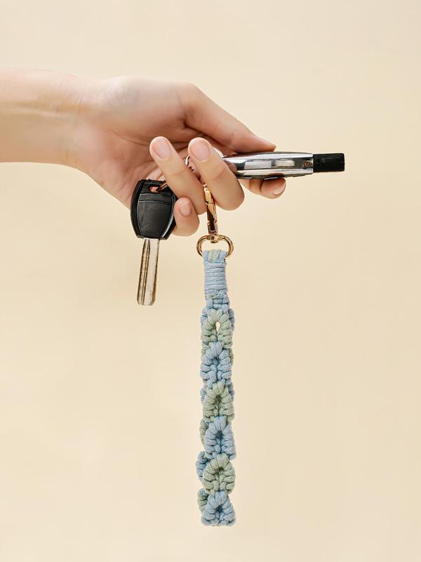 Solid Color Crochet Wristlet Keychain for Car Keys, Anti-lost Key Ring, Handmade Braided Keychain for Women & Men, Lanyard Keychain, Car Accessories for Girls