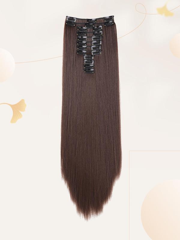 20 Inch Long Straight Hair Extension, 1 Pack 12pcs Clip in Hair Extensions Wigs for Women, 2024 Synthetic Hair Extensions for Daily Use, Striking Natural Fluffy Hairpiece