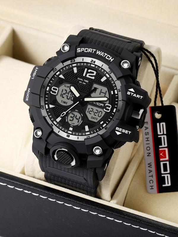 Men's Sportive Quartz Watch, Fashionable Analog-digital Watch with Luminous & Alarm Mode, Waterproof Watch with Digital Display for Men