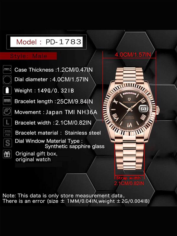 Men's Business Fashion Round Dial Mechanical Watch, Fashion Watch for Party, Daily Clothing Decor, Trendy All-match & Exquisite Watch for Birthday Gift with Box