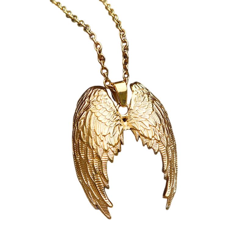 GTHIC Stainless Steel Angel Wings Pendant for Men Women Gothic Mother's Day Gifts