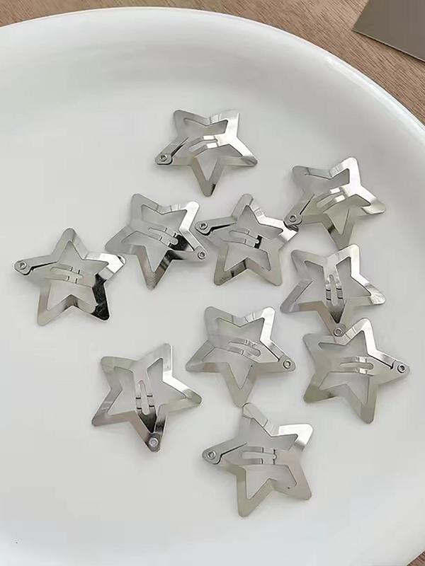 Women's Cute Y2k Star Shaped Hair Clips, 10pcs set Elegant Minimalist Hair Clips, Versatile Hair Accessories for Women & Girls for Hairstyle Ideas