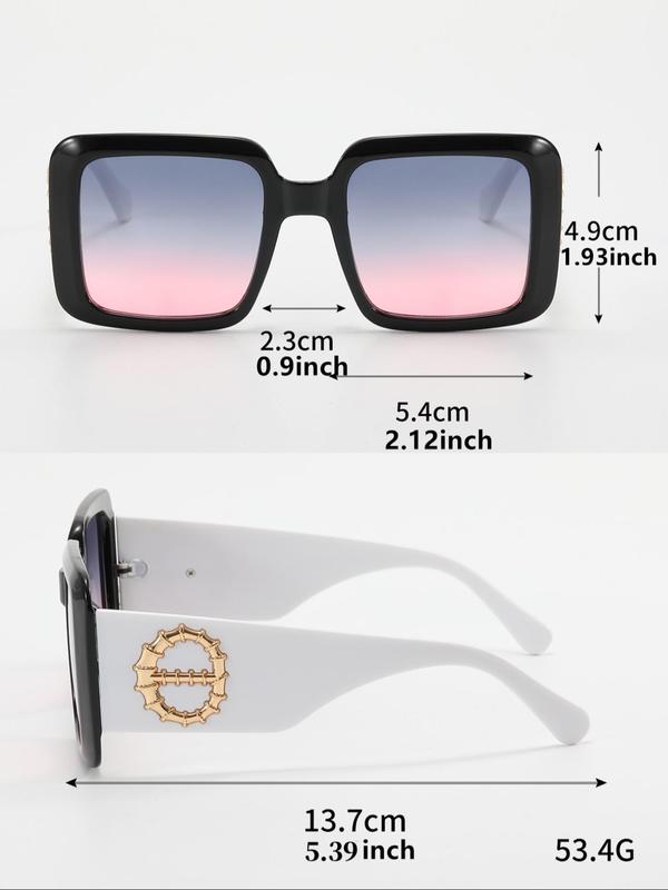 Simple Square Frame Tinted Lens Sunglasses for Women & Men, Trendy Fashionable Large Size Sunglasses, Versatile Sunglasses for Everyday Use, Travel Cool Female Male Glasses Accessory