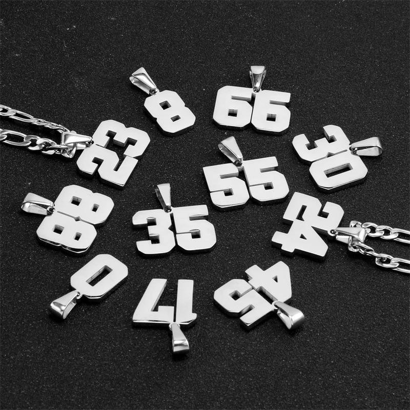 New Men's Athlete Stainless Steel Sports Number Necklace Baseball Basketball Football Team Inspired Jewelry Men's Athlete