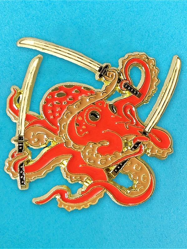 Cute Octopus Design Brooch, Fashionable Animal Themed Alloy Badge for Women & Men, Enamel Pin Suitable for Backpacks, Jeans, Scarves, Hats Decoration