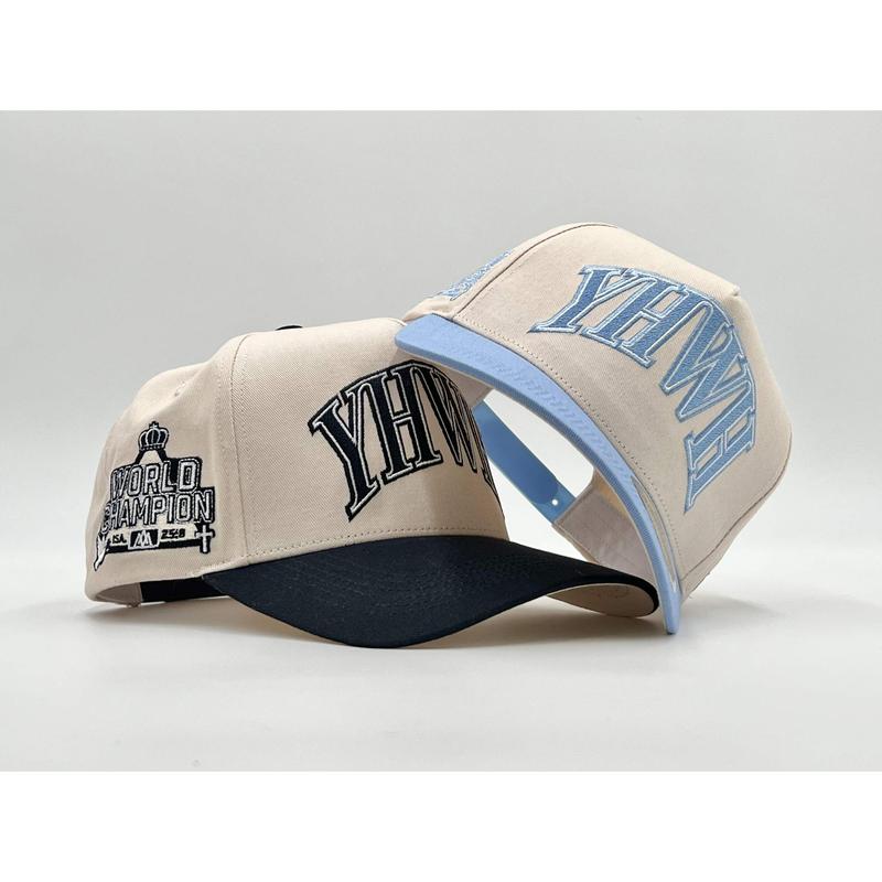 ‘YHWH’ Structured SnapBack - Cream Baby Blue