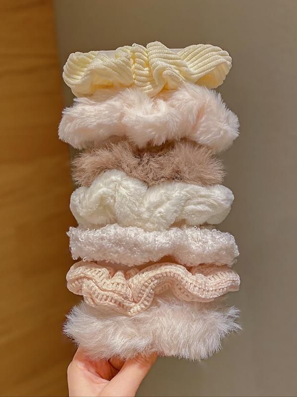 Solid Color Hair Tie Set, Cute Hair Accessories for Women & Girls, Minimalist Headwear Suitable for Thick Hair, Fashion Hair Accessories for Party, Daily Clothing Decor