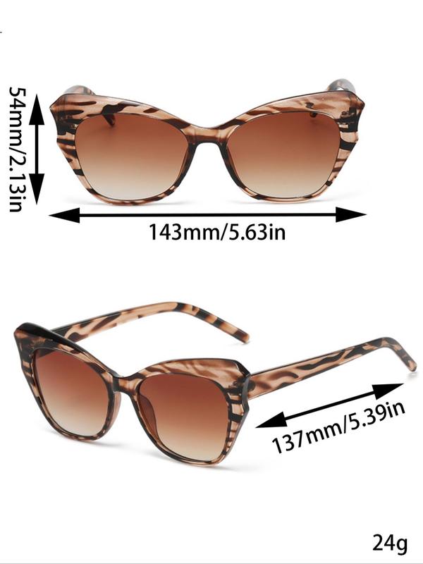Vintage Cat Eye Frame Sunglasses for Everyday Use (1 Pair), Trendy Y2k Candy Zebra Stripe Color Sunglasses for Women & Men, Fashion Accessories for Outdoor Activities