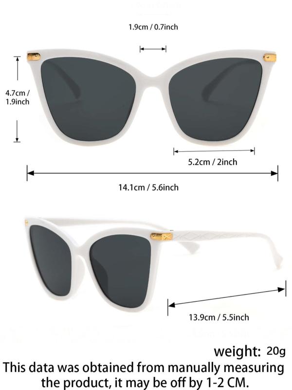 Unisex Simple Style Plain Color Sunglasses (1 Pair), Trendy Casual Cat Eye Frame Sunglasses for Everyday Use, Fashion Accessories for Outdoor Activities, Photo Props