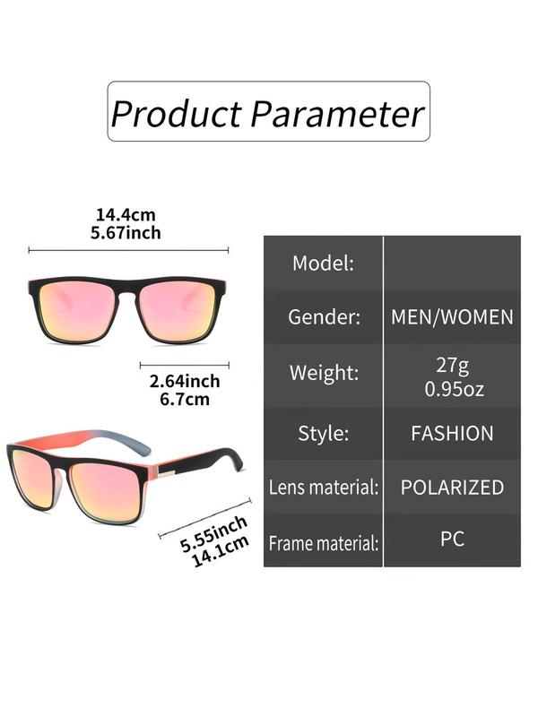 Unisex Sporty Square Frame Polarized Sunglasses Set, Designer Sunglasses, Trendy Casual Tinted Lens Sunglasses for Everyday Use, Fashion Accessories for Outdoor Activities