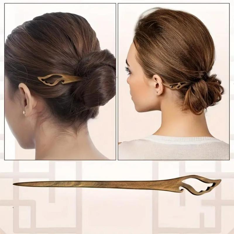 Wooden Hair Pin, 4 Counts set Vintage Chinese Style Hairpins for Women & Girls, Retro Hair Accessories for Daily Use