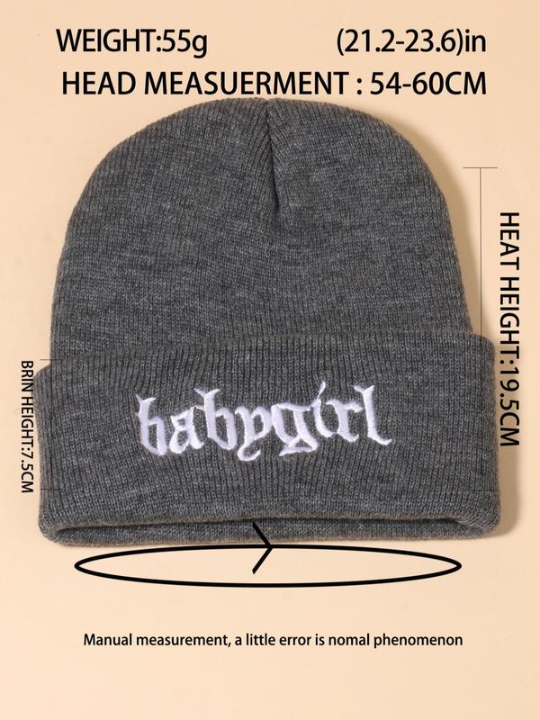 Hip Hop Letter Embroidery Graphic Beanies Hats for Men & Women, Casual Winter Outdoor Sports Y2k Fitted Cool Hat, New Trendy Solid Color Knit Top Tier Hat, Streetwear Clothing Accessory