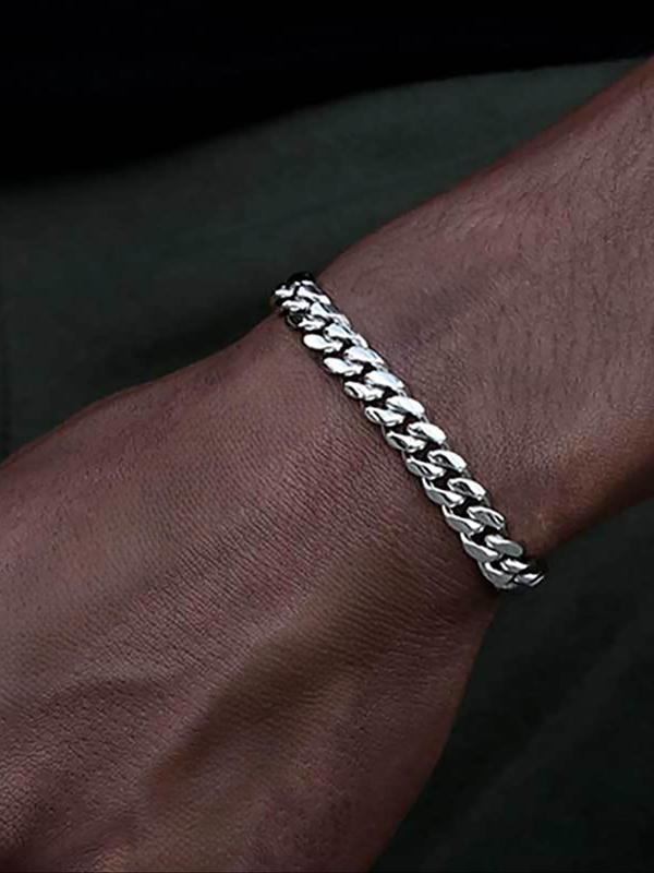 Men's Minimalist Temperament Chain Bracelet, Fashionable Stainless Steel Bangle for Party, Daily Decor, Trendy All-match & Exquisite Jewelry for Birthday Gift