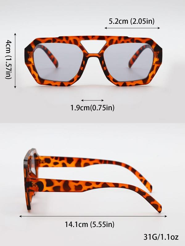 Unisex Street Double Bridge Trend Leopard Print Sunglasses (1 Pair), Trendy Tortoiseshell Sunglasses for Everyday Use, Fashion Accessories for Outdoor Activities