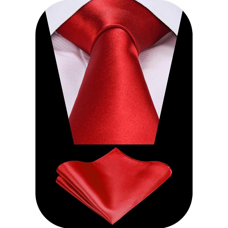 5pcs Tie Set in Gift BOX WHITE OR BLACK: Solid Color Necktie, Satin Bow Tie, Pocket Square, Lapel, Cuff Links-The Best Gift for Husband ~ Boyfriend ~