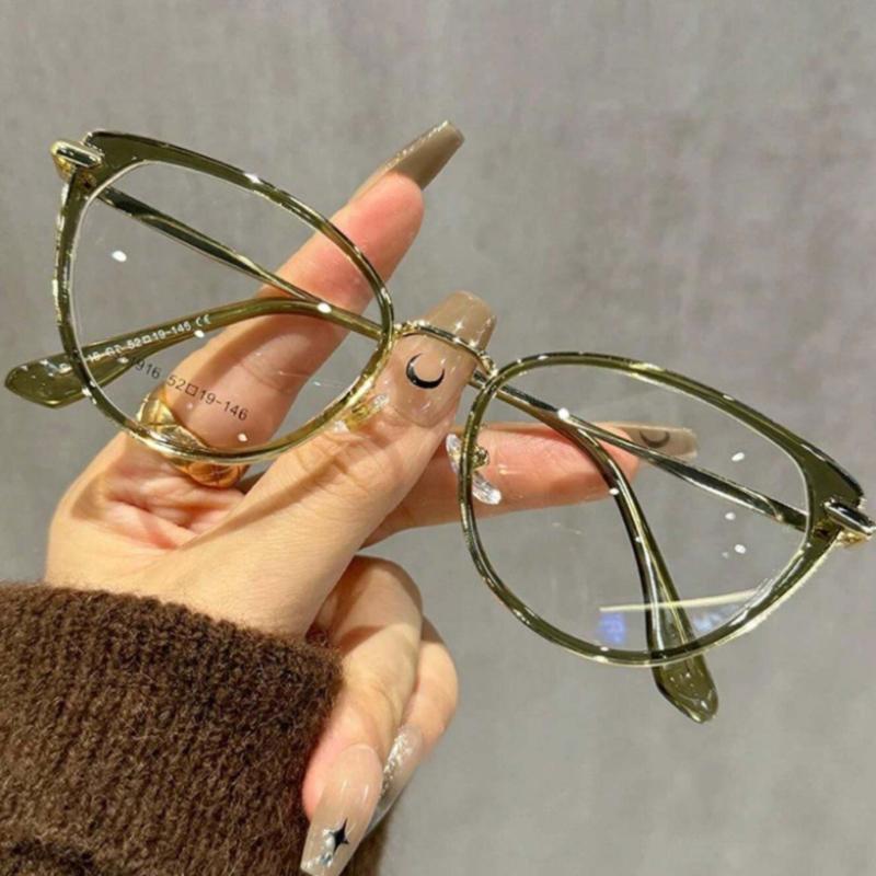 Y2k Cold Tea Colored Cat Eye Glasses For Women Clear Glasses Accessories Blue Light Glasses Accessories For Women