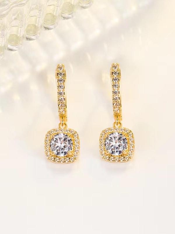 Casual Rhinestone Decor Dangle Earrings for Galentine's Party Style, Elegant All-match Jewelry for Girls Gift, Female Classic Fashion Accessories for Daily Wear