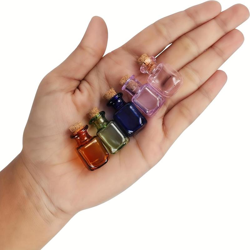 Random Color Mini Glass Bottle Pendant, 5 Counts Creative Mini Glass Bottle Statue, Jewelry Making Accessories For Home Decor