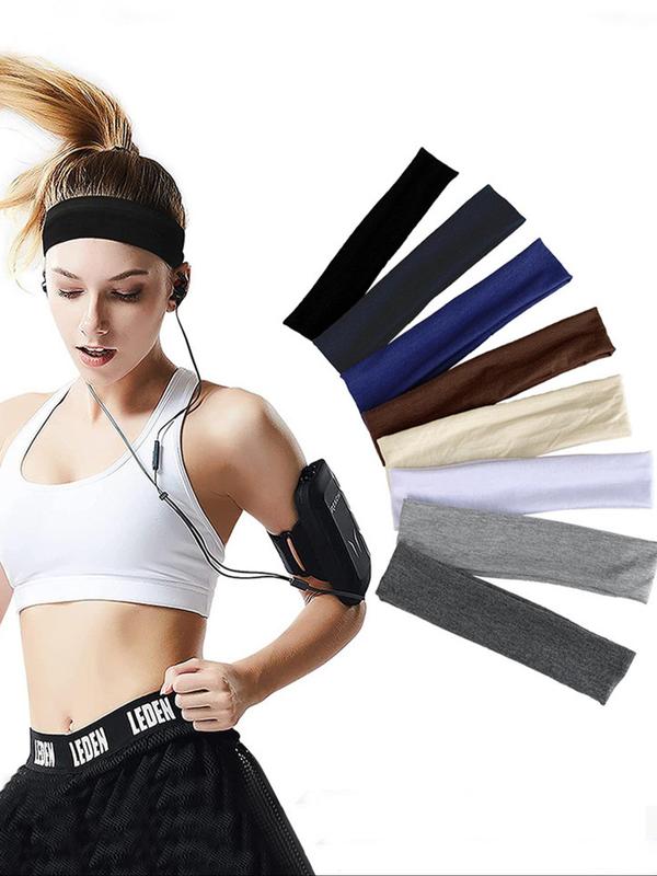 Solid Color Sporty Hair Band (8pcs), Elastic Hair Band for Women & Girls, Fashion Hair Accessories for Gym & Workout