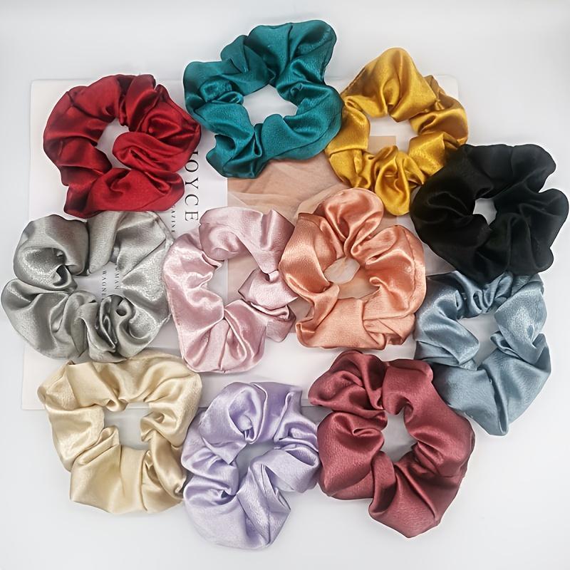 Colorful Silk Satin Scrunchie, 10pcs set Soft Elastic Hair Ties, Hair Styling Decorations For Women & Girls