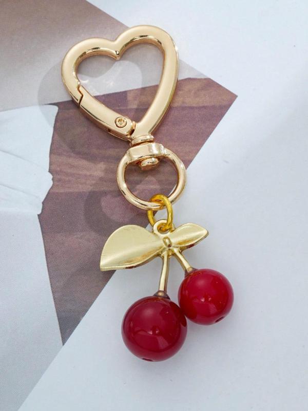 Cute Cherry Design Keychain, Fashionable Keychain for Women & Men, Trendy All-match & Exquisite Keychain for Birthday Gift