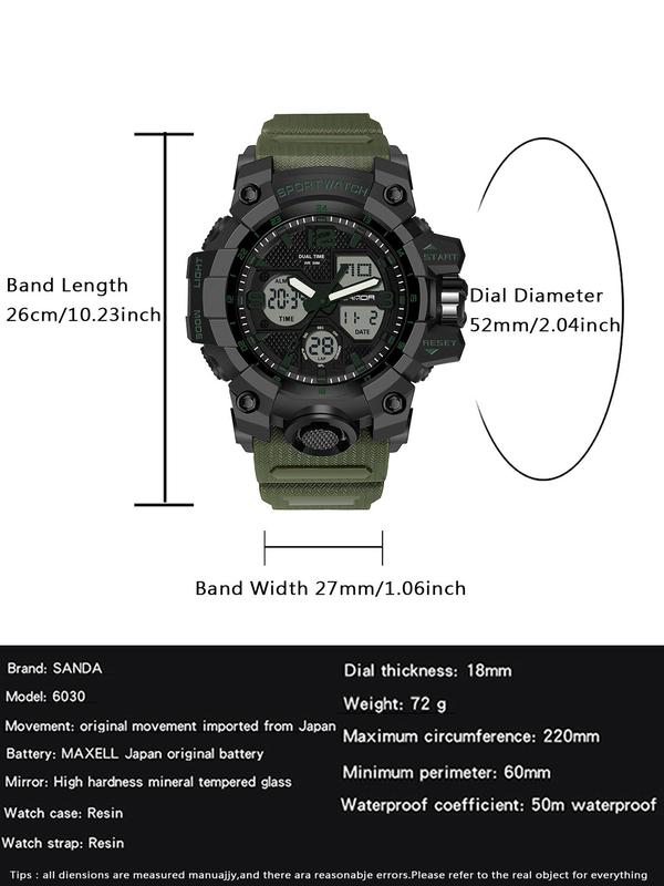 Men's Sportive Quartz Watch, Fashionable Analog-digital Watch with Luminous & Alarm Mode, Waterproof Watch with Digital Display for Men