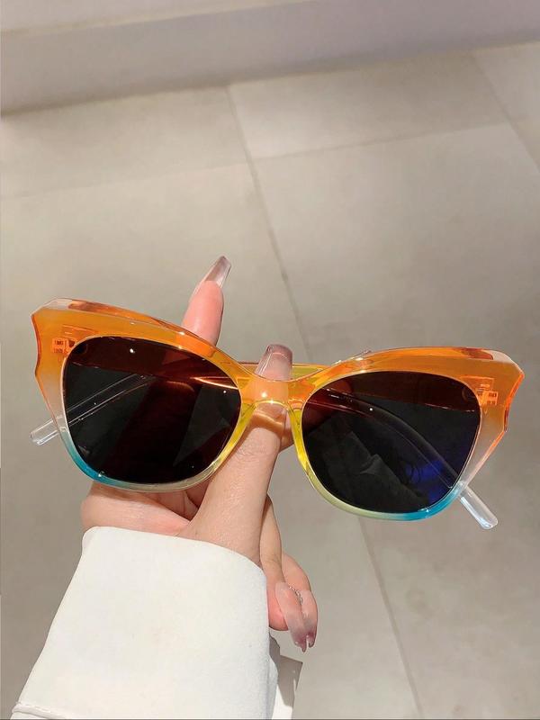 Vintage Cat Eye Frame Sunglasses for Everyday Use (1 Pair), Trendy Y2k Candy Zebra Stripe Color Sunglasses for Women & Men, Fashion Accessories for Outdoor Activities