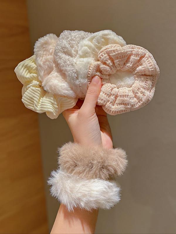 Solid Color Hair Tie Set, Cute Hair Accessories for Women & Girls, Minimalist Headwear Suitable for Thick Hair, Fashion Hair Accessories for Party, Daily Clothing Decor