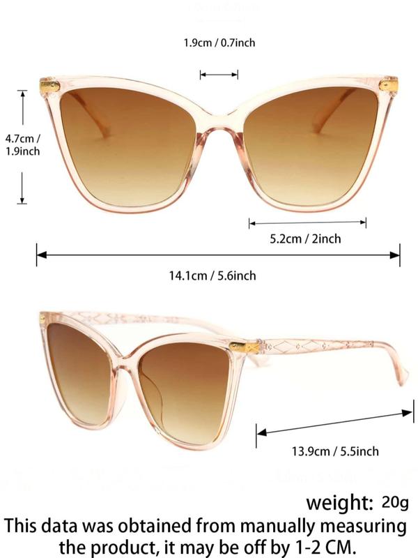 Unisex Simple Style Plain Color Sunglasses (1 Pair), Trendy Casual Cat Eye Frame Sunglasses for Everyday Use, Fashion Accessories for Outdoor Activities, Photo Props